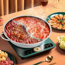 Stainless Steel Hot Pot W/ Dual Divider Shabu Shabu Pot W/ Glass Lid Cookware US