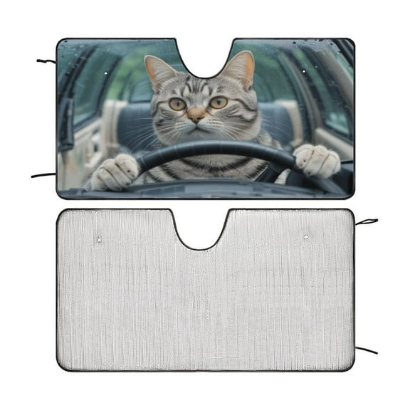 American Shorthair Cat Car Windshield Sun Shade Fun Animal Cool Fold-able UV Ray Sun Visor Protector Sunshade to Keep Your Vehicle Cool 51"x28"