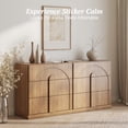 thumbnail image 4 of BELLEZE Sideboard Cabinet with 3 Drawers, Set of 2 Modern Wood Buffet Cabinet with Arc Design, Large Fluted Sideboard with Storage for Dining Room Living Room Entryway, Camel, 4 of 7