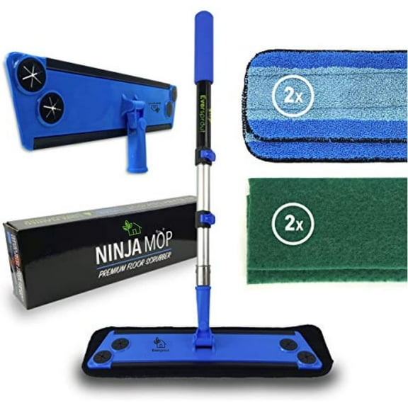 EVERSPROUT Never-Streak Ninja Floor Mop 1.5-to-3.5 Foot | Microfiber Floor Mop with 360 Full Rotation | 4 Reusable Washable Mop Pads | Easy to Clean/Wash Floors & Dust Hardwood, Laminate, Tile, Vinyl
