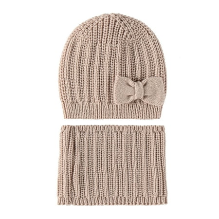 

Zlekejiko Wool Knitted Cap Autumn And Winter Children s Wool Hat Scarf Set Cute Bow Warm Children s Knitted Cap