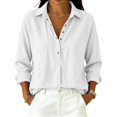 thumbnail image 4 of Button Up Sweatshirts Women Ribbed Long Sleeve Stand Collar Hoodies Lightweight Tshirt Trendy Blouse Tops Heavyweight Outfits 2026 Fall Winter Outfits Clothes, White, M, 4 of 8