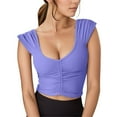 thumbnail image 1 of Sujetador deportivo largo acolchado para mujer - Top de entrenamiento de yoga con aberturas, camiseta sin mangas con tirantes para gimnasio, 1 of 5