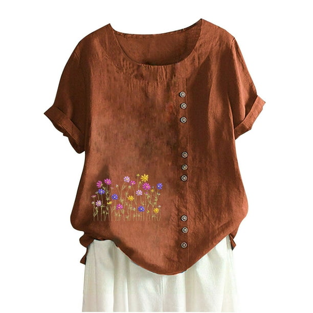 Camisetas de Manga Corta para Mujeres, Camiseta de Manga Corta Impresa Casual Hecha de 95% Poliéster 5% Spandex para Todas las Estaciones, Camisetas de Manga Corta para Mujeres
