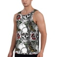 thumbnail image 2 of Xecao Skulls Roses Men's Tank Top Workout Quick Dry Sleeveless Gym Jogging Muscle Shirts Summer Swim Beach Tops, 2 of 9