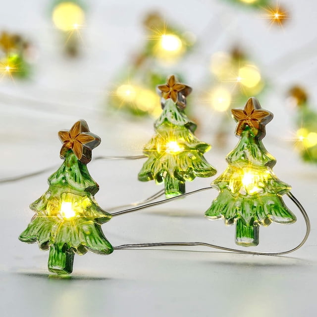Cadena de luces LED NQ para árbol de Navidad con control remoto y temporizador a batería 10 luces