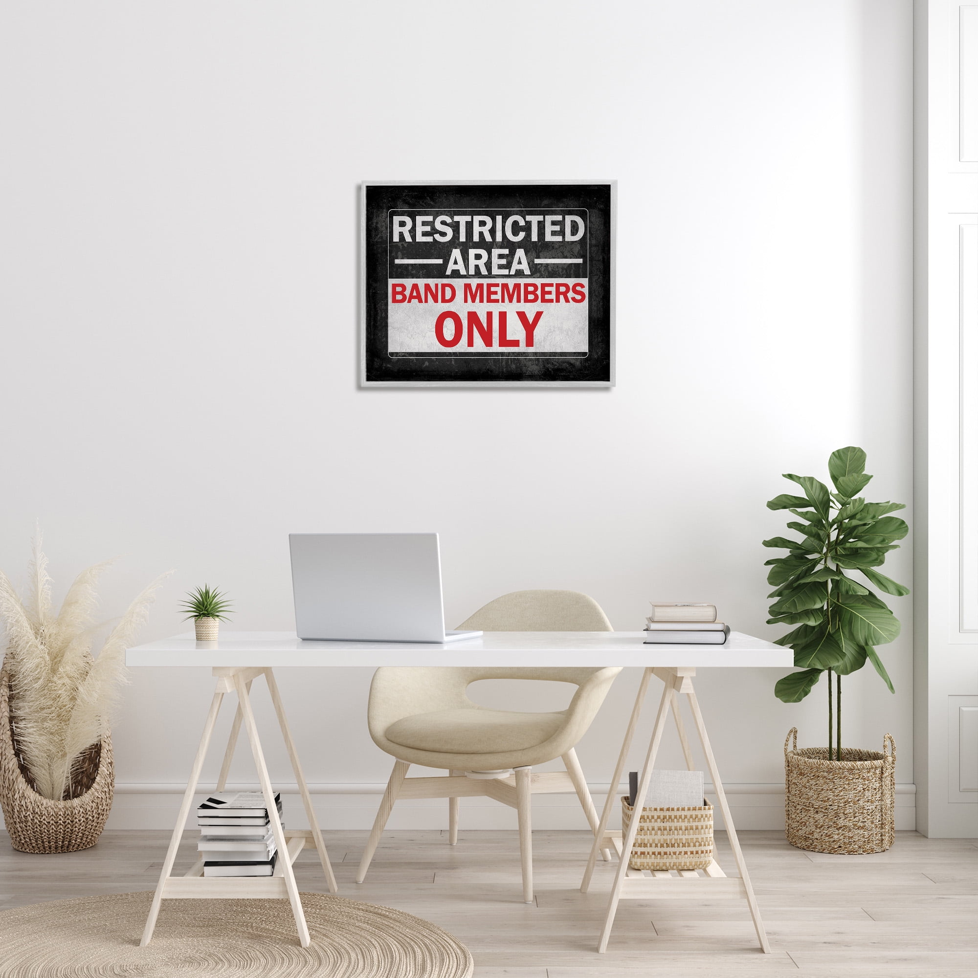 Stupell Industries Band Members Only Typography Painting Gray Framed Art Print Wall Art, 30 x 24