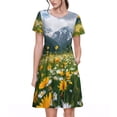 thumbnail image 1 of Disketp Mountain Daisy Meadow para Vestido de Manga Corta para Mujeres, Vestidos de Verano para Mujeres, Casual y Holgado para la Playa, 1 of 6