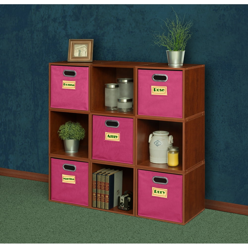 Regency Niche Cubo Storage Set, 9 Cubes and 5 Canvas Bins Cherry/Pink
