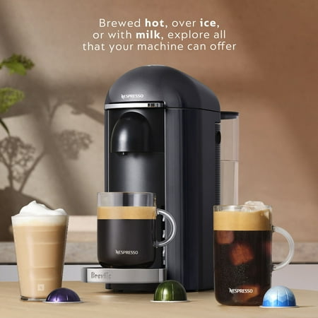 Nespresso - VertuoPlus Deluxe Black Bundle by Breville with Aeroccino3 - Piano Black