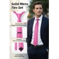 thumbnail image 3 of HISDERN Solid Color Ties for Men Business Tie and Pocket Square Set Classic Satin Mens Wedding Necktie,Pink, 3 of 11