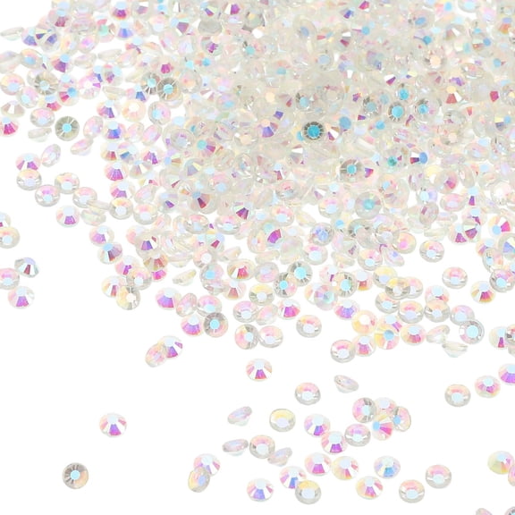 Uxcell SS8 Round Flatback Rhinestones 2.3-2.5mm Crystal Glass Gems Diamonds for DIY Crafts Clothes Shoes Nail Art Decoration, Clear AB 2880Pcs