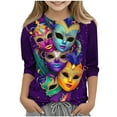 thumbnail image 2 of COM1950s Chemises pour Filles, Enfants Mode Carnaval Femme Col Rond T-Shirt Imprimé Manches 3/4 Blouse, 2 of 9