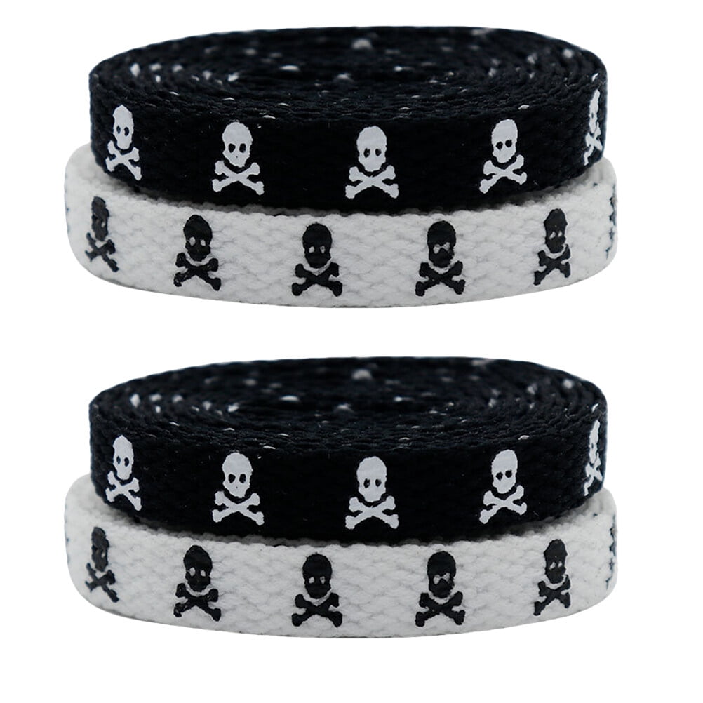 2 Pair Skull Shoelaces Flat Shoelaces Personality Canvas Shoes