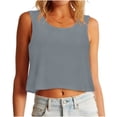 thumbnail image 3 of Feancey Women's Crop Tank Tops Loose Fit Sleeveless T-Shirts Solid Color Casual Workout Tank Top Dressy Trendy Going Out Tee Tops Gray S, 3 of 7