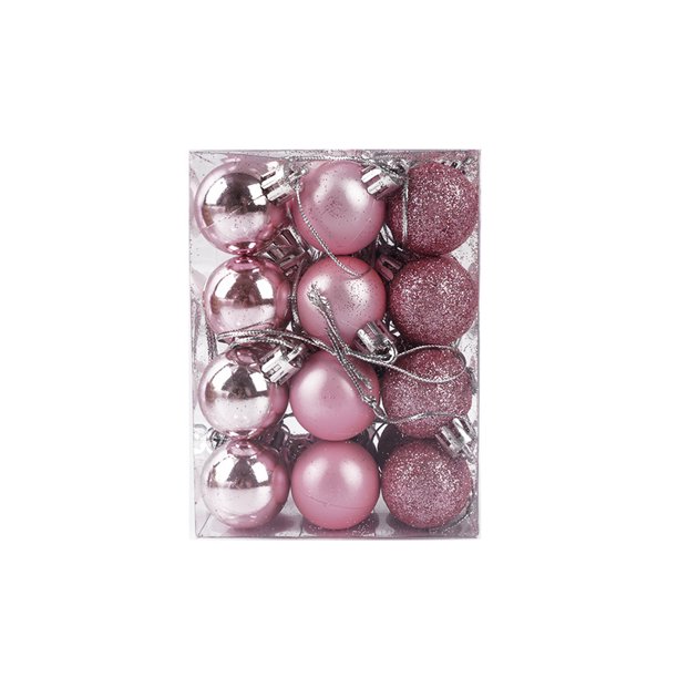 30/24 piezas de bolas de Navidad de 30 mm para colgar en el árbol de Navidad, adornos de bolas de polvo brillante mate, decoraciones de Año Nuevo para el hogar