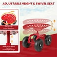 thumbnail image 4 of 360° Garden Rolling Work Seat, Garden Scooter, 4 Wheels, Easy Mobility, with Swivel Seat, Height Adjustable, for Garden and Yard - Red, 4 of 8