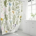 thumbnail image 2 of Extra Long Shower Curtain 72 x 84 Inch, Tall Vintage Botanical Fabric Shower Curtain, Sage Green Beige Cute Boho Floral Aesthetic Bathroom Shower Curtain Set with Hooks, 2 of 6
