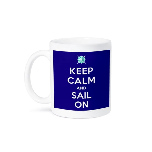 3dRose, Keep calm ad sail on. Navy., 11oz Mug