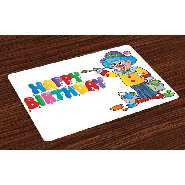 Kids Birthday Placemats Set of 4 Happy Clown for Party with Colorful