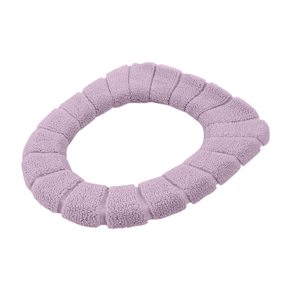 Padded Toilet Seat, Oval Toilet Seat, 16X18 In, Terrycloth, Toilet Seat Covers Washable, Toilet Seat Covers for Bathroom, Lilac, 1 Pc
