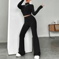 thumbnail image 3 of Pantalones Trajes de punto de 2 piezas Camisas de punto para mujer Conjunto de pantalón Traje deportivo Ygjytge Negro T M para Mujer, 3 of 6