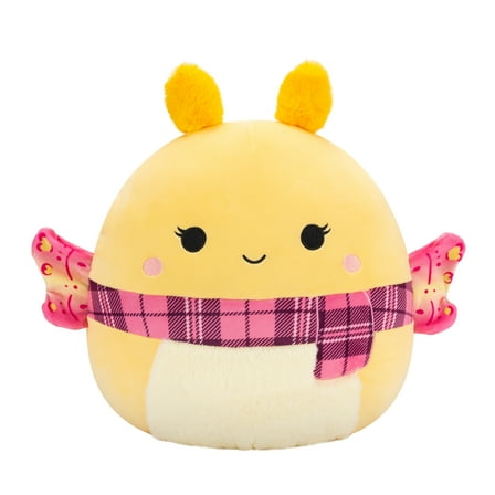 Squishmallows Original 10 inch Miry the Yellow Moth with Pink Plaid Scarf – Child's Ultra Soft Plush Toy