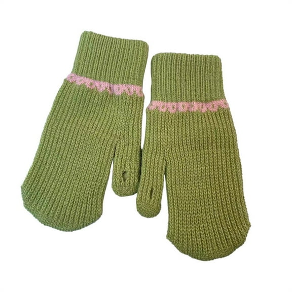 FAWUUDO Winter Mittens for Women Warm Fleece Cozy Knit Thick Thermal Wool Snow Gloves Mittens for Cold Weather Gifts Green