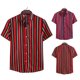 thumbnail image 1 of Chemise à manches courtes pour hommes chemise à fleurs décontractée à revers imprimé à rayures taille 2XL LingWen 9024715716507, 1 of 1