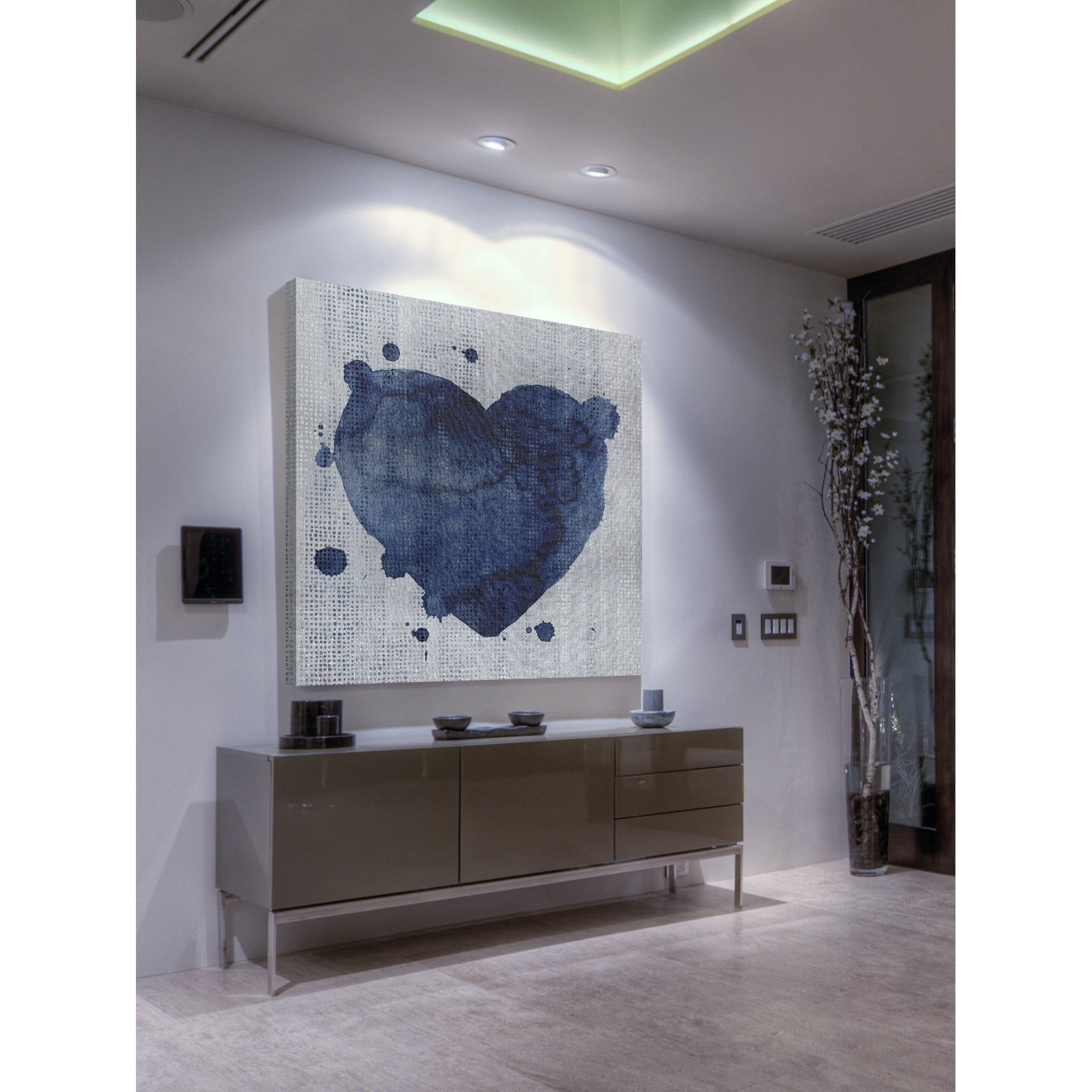 Marmont Hill Inc Marmont Hill - 'Blue Heart' Painting Print on Wrapped Canvas - Blue