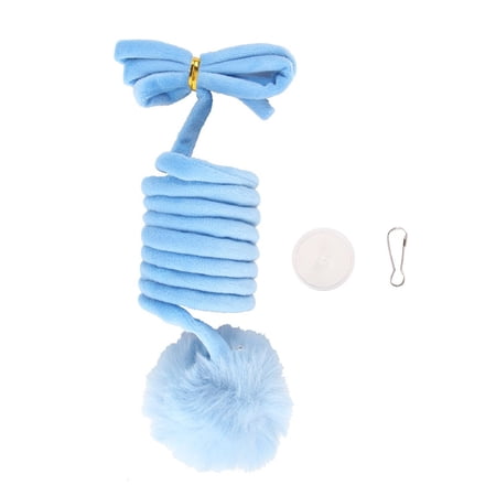 Cat Toy Ball Spring Toy Scratching Ball Hanging Self Hey with Bell Indoor Kitten Blue