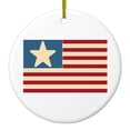 thumbnail image 1 of DistinctInk Hanging Ceramic Christmass Tree Ornament with Gold String - Great Gift / Present - 2 3/4 inch diameter - USA Single Star Flag Red White & Blue, 1 of 2