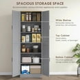 thumbnail image 5 of YYAo Sideboard Buffet Cabinet, Coffee Bar Cabinet,Freestanding Kitchen Pantry, 4-Door Kitchen Pantry Cabinet with Adjustable Shelves and Doors, Distressed White, 5 of 11