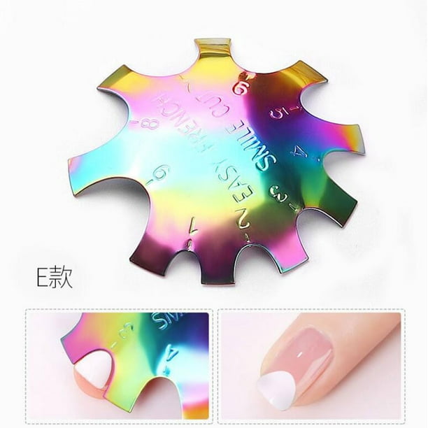 Fiudx Modelo de Plástico para Decoración de Uñas, Modelo de Acero, Plantilla para Hacer Uñas de Cristal