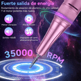 thumbnail image 3 of Pulidor De Uñas Esmeril Profesional Drill Portátil 35000 Rpm ROSA COLORES, 3 of 5