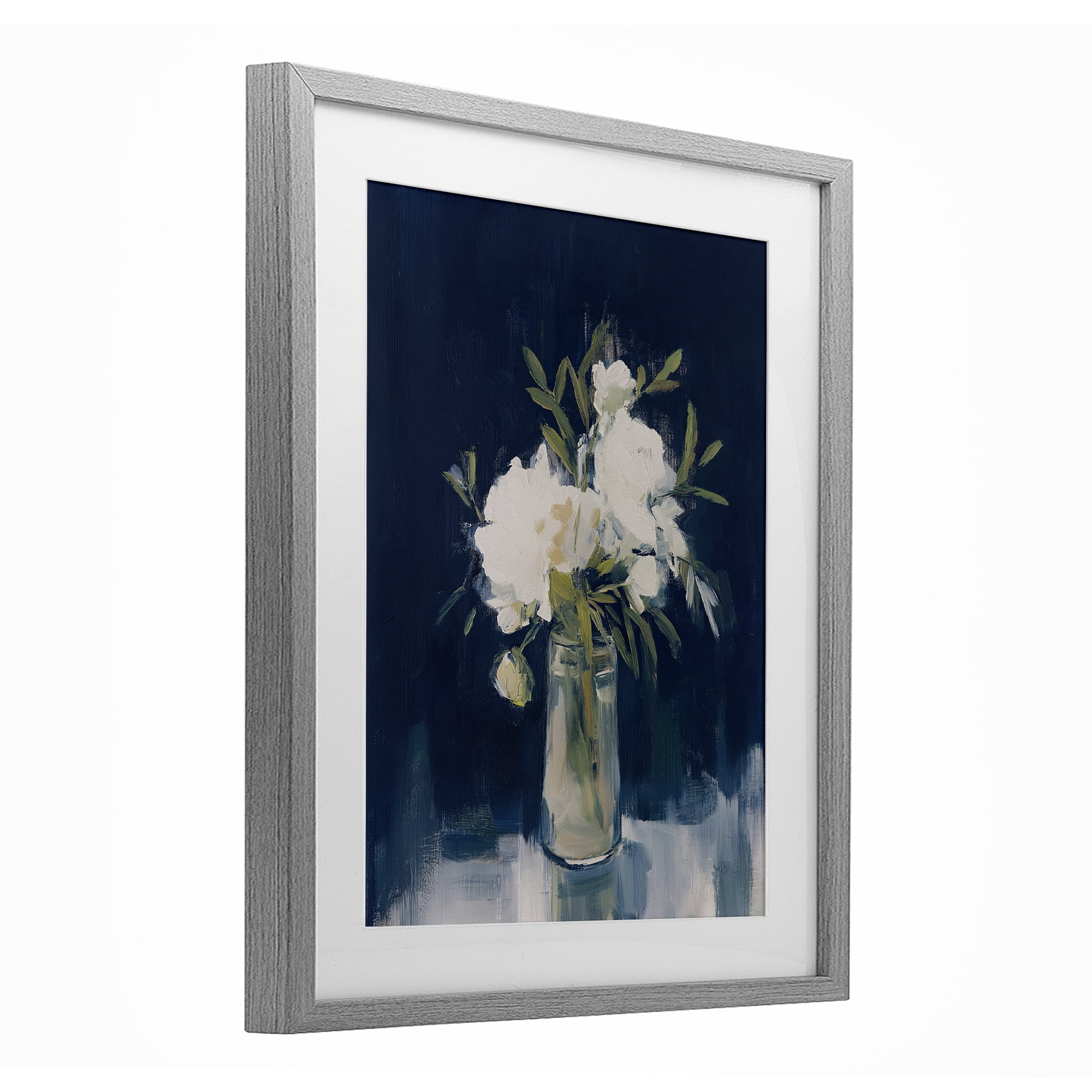 Stupell Industries Peonies On Blue Mirage Gray Framed Print Under Glass, design by Svetlana Aleynikova