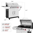 thumbnail image 4 of Royal Gourmet SG6002 Classic 6-Burner 71000-BTU LP Gas Grill with Sear Burner and Side Burner, Stainless Steel, 4 of 15