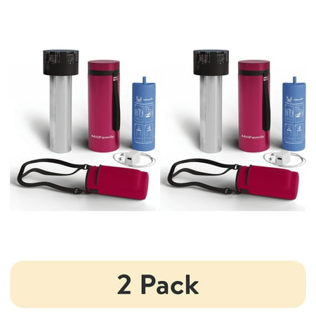 (2 pack) 4ALLFAMILY Voyager Auto Shut Off Insulin Cooler TSA Approved Biogel & USB Fridge Temp 36-46°F, Red