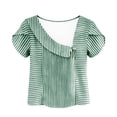 thumbnail image 4 of hlysgo Womens Palazzo Dressy Tops Casual Asymmetrical V Neck Business Work Blouse Ruffle Sleeve Summer Shirts Army Green,XL, 4 of 5