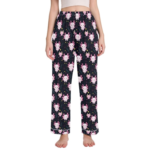 joogoo Women Cartoon Axolotl Stars Pajamas Pants Lounge Bottoms Pjs with Pockets M