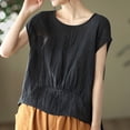 thumbnail image 2 of TAGOLD Summer Casual Tops,Plus Size T-shirt Blouse for Womens, Women's Summer Loose Small Flying Sleeves Chiffon Curling Short-sleeved Round Neck Tops/shirts,Short Sleeve Round-Neck Blouses & Shirts, 2 of 5