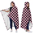 thumbnail image 2 of Wearable Blanket,Black and Pink Checkerboard Pattern Hooded Wearable Flannel Blanket for Adults & Teens,Winter Poncho Shawl Wrap Cape Cozy Anti-Pill,50"x60", 2 of 5