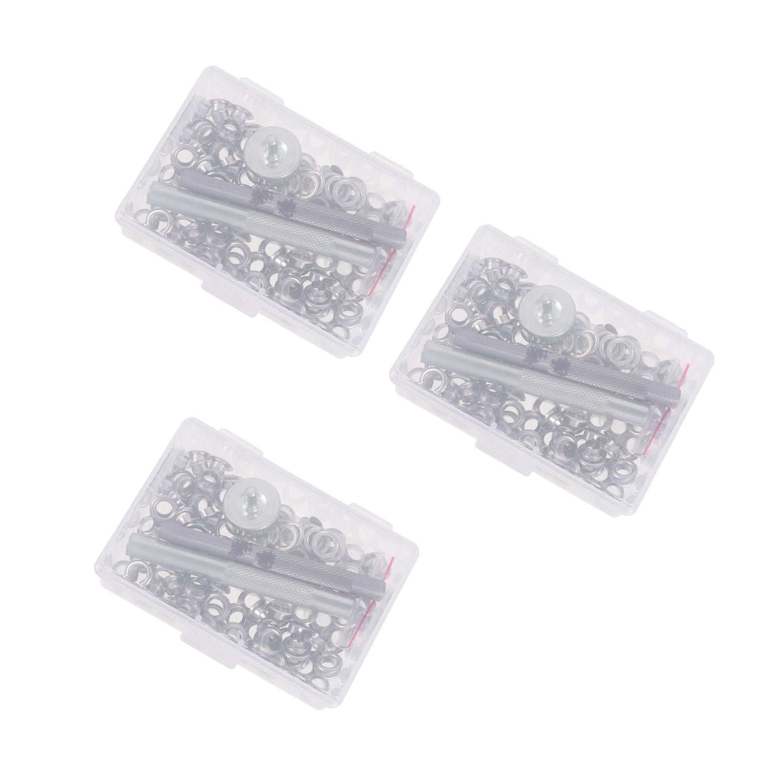 300 Sets Eye Hooks Screw Grommet Tool Assortment Kit Silver