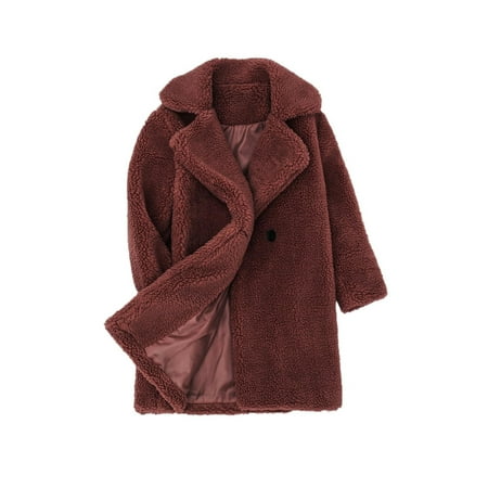 

Aoochasliy Coats for Girls Deals Teddy Long Coat Fluffy Faux Fur Trench Jacket Fall Winter Warm Outerwear Jacket