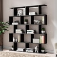 thumbnail image 7 of Cozy Castle Geometric Bookshelf Set of 2, 62" Tall Bookcase with 5-Tier Display Shelf, Black, 7 of 7