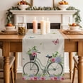 thumbnail image 2 of Table Runner - 48 Inch Long, Farmhouse Spring Kitchen Dining Table Runner Dresser Scarves, Retro Bicycles Flowers Vines Butterfly Farmhouse Decor for Coffee Tables Wedding Party Banquet, 2 of 8