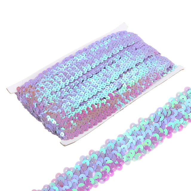 Unique Bargains 10 Yards Bande de Ruban à Sequins Élastiques 1.2 Pouces, Violet