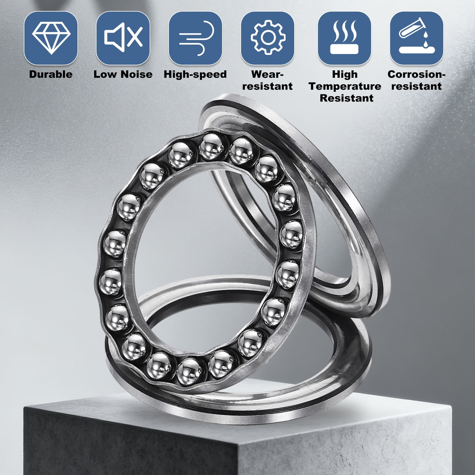 Uxcell 4 Pack Thrust Ball Bearings, 17mm Bore 35mm OD 12mm Thick 51203 Single Row Roller, Chrome Steel Axial Ball Bearing, ABEC5