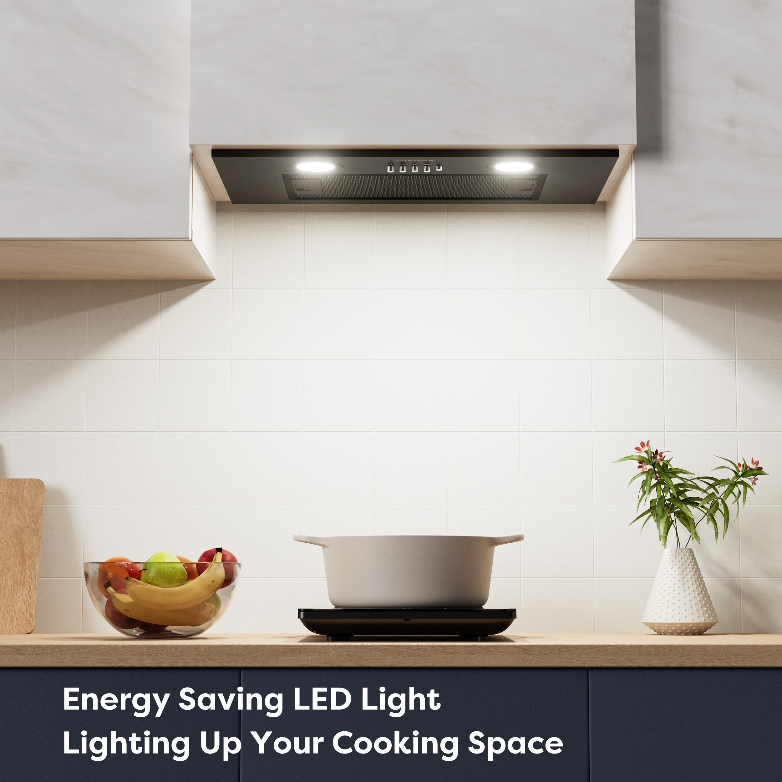 CIARRA Insert Range Hood 20 inch with Push Button Control 450 CFM Black CAB913E52