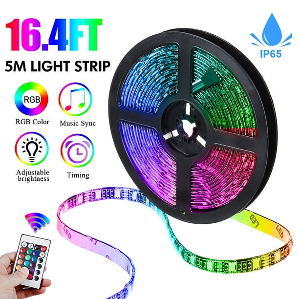 Smart LED Strip Lights, 16.4ft WiFi LED Lights Work with Alexa and Google Assistant, Bright 3285 LEDs, 16 Million Colors with App and Music Sync for Home, Kitchen, TV, Party - Walmart.com